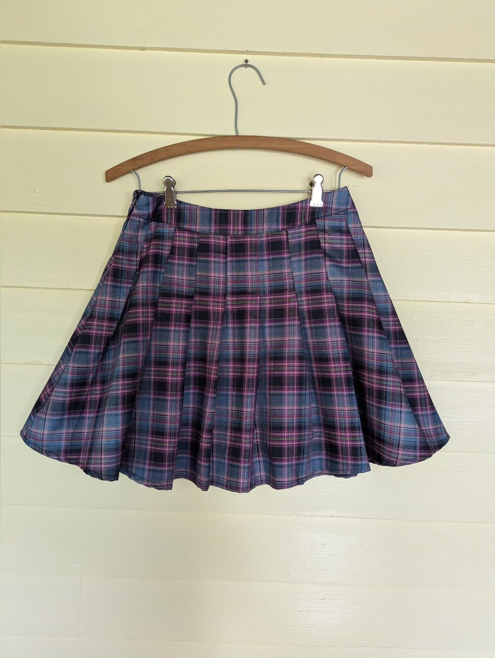 ROMWE Blue and Purple Plaid Circle Skirt Size S /US 4